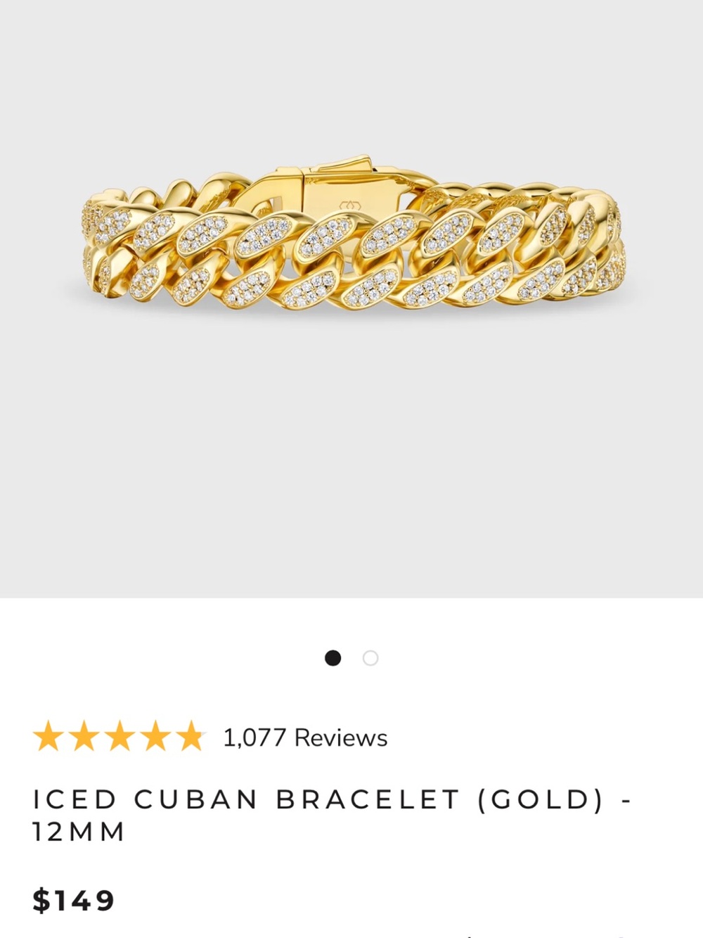 Imperium - 18k Gold Bonded, Iced Cuban Unisex Bracelet 12MM